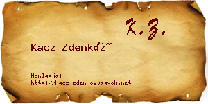 Kacz Zdenkó névjegykártya